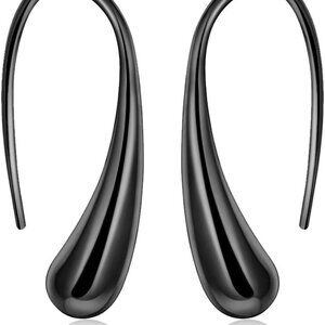 Lightweight Teardrop Gold Hoop s for Women - Chunky 14k Gold Plated Pull Through